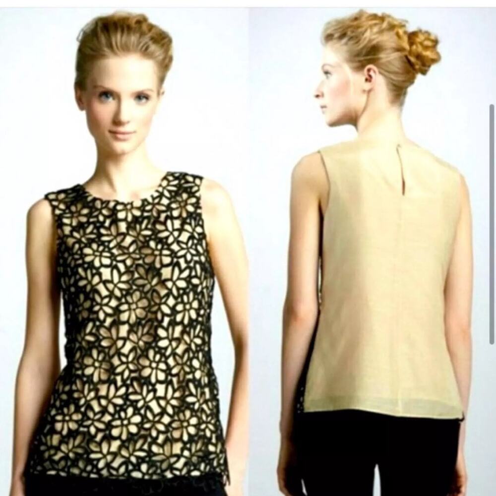 Lela Rose x Neiman Marcus for Target Tank Top L | Silk Floral Crochet Overlay